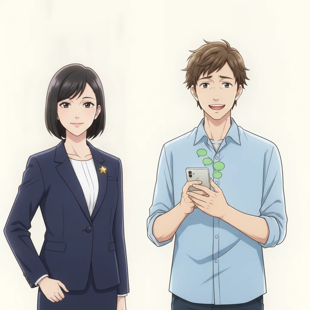 LINEでメッセージを送る男性